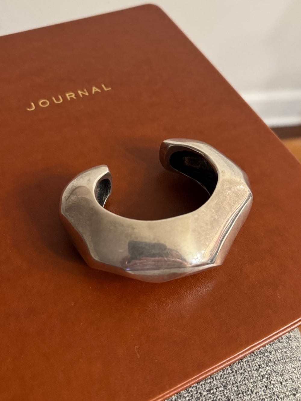 Saint Laurent Silver Sculpture Cuff Bracelet